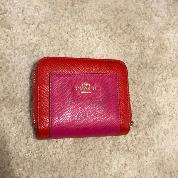 Coach pink and red wallet